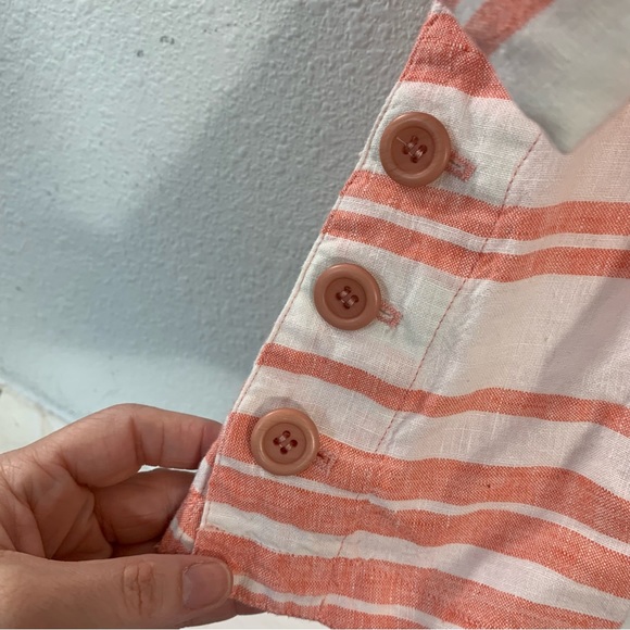 John•Mark Striped Botton Down 100% Linen Top Size Large Like New - Picture 5 of 8